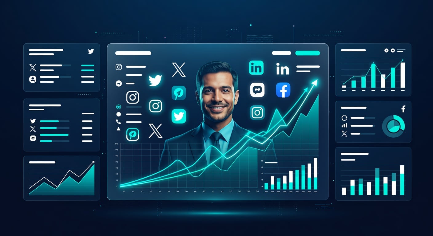Estrategia digital líder político con 450% crecimiento